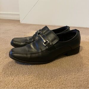 Black Loafers with Silver Buckle